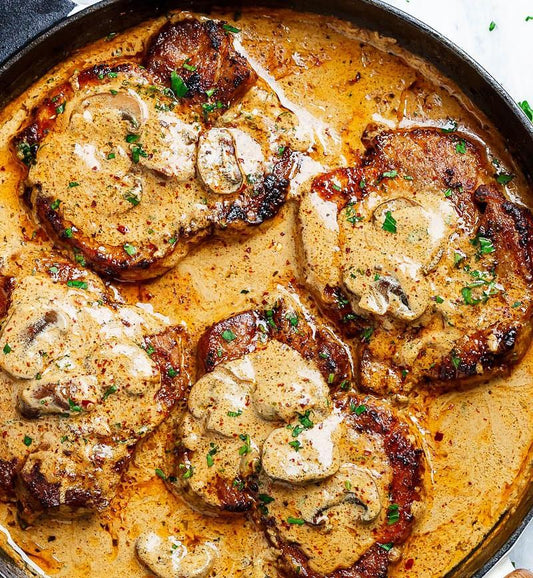 #6 Garlic Pork Chops in Creamy Mushroom Sauce