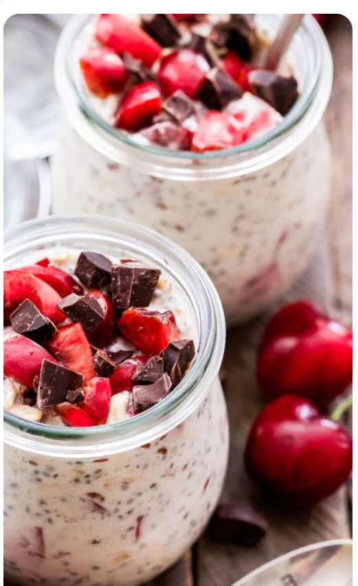 OVERNIGHT OATS # Cherry Vanilla with Dark Chocolate