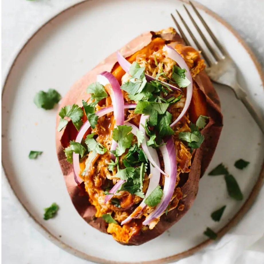 #7  BBQ CHICKEN STUFFED SWEET POTATOES